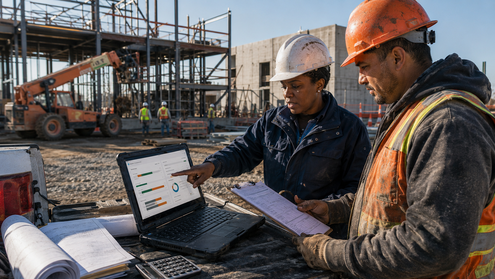 Construction job cost tracking for an active construction project.
